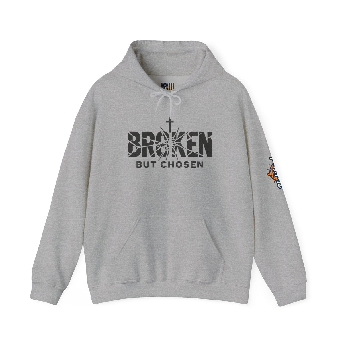 Broken But Chosen Hoodie — Christian Faith Graphic Sweatshirt Printify