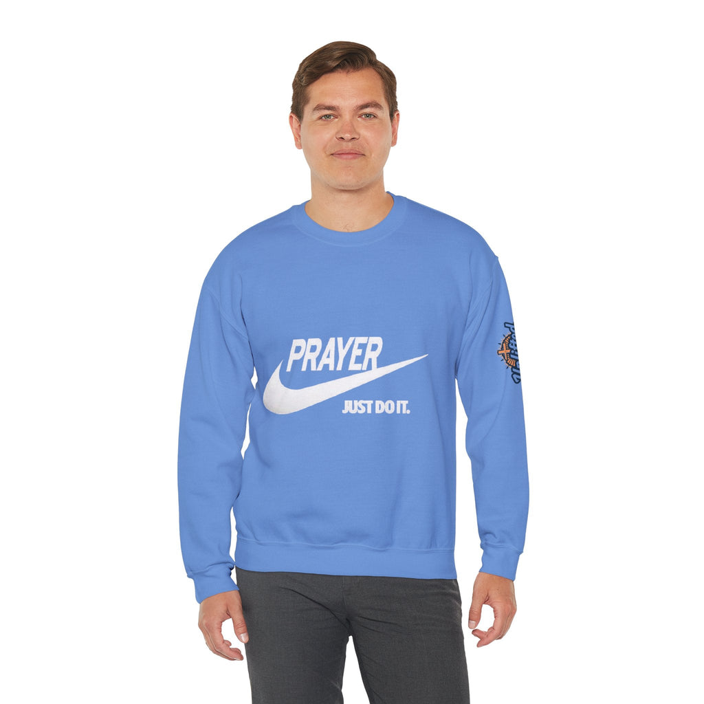 Prayer Just Do It Sweatshirt - Funny Christian Nike Parody Sweatshirt - Faith Gear Printify