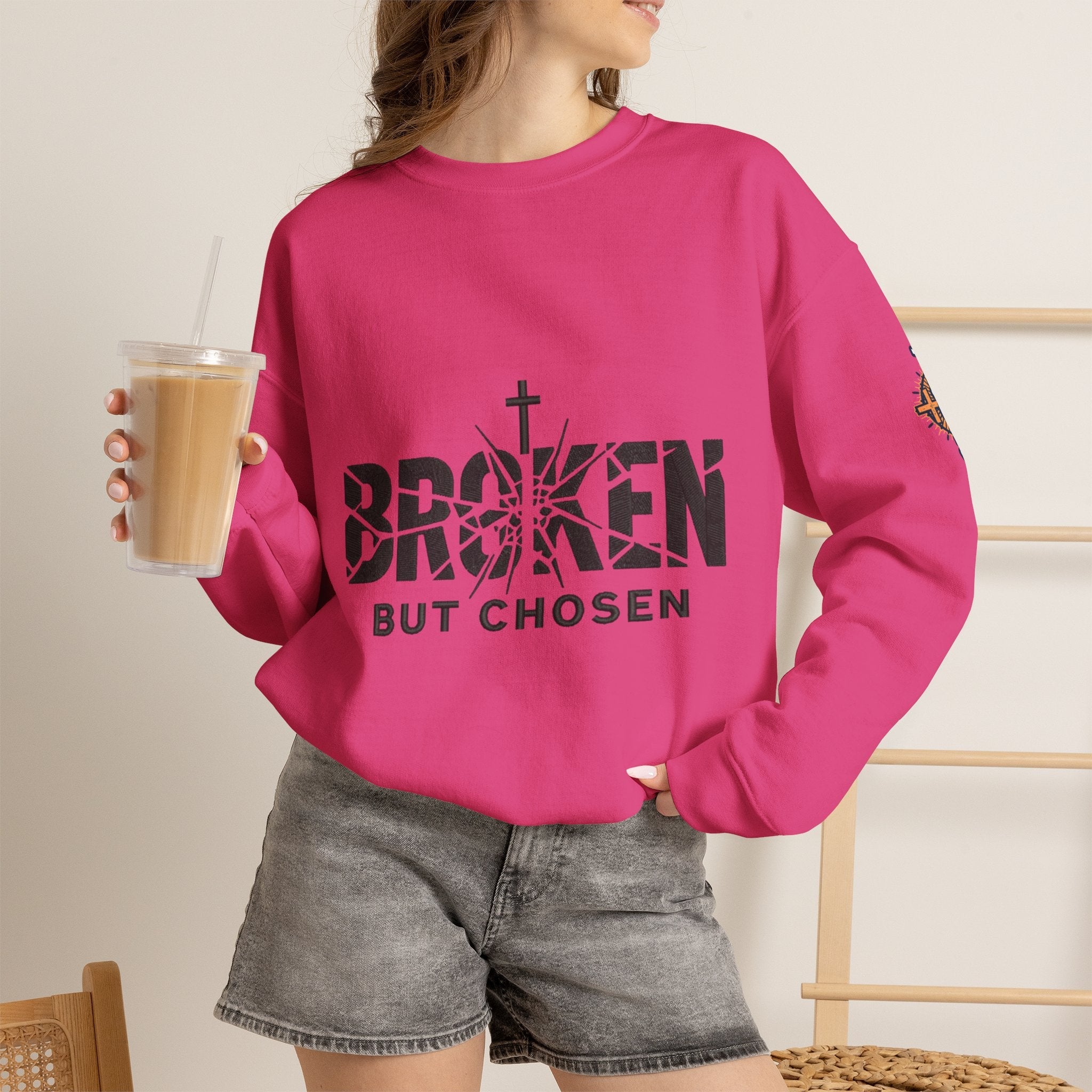 Broken But Chosen Crewneck Sweatshirt Printify