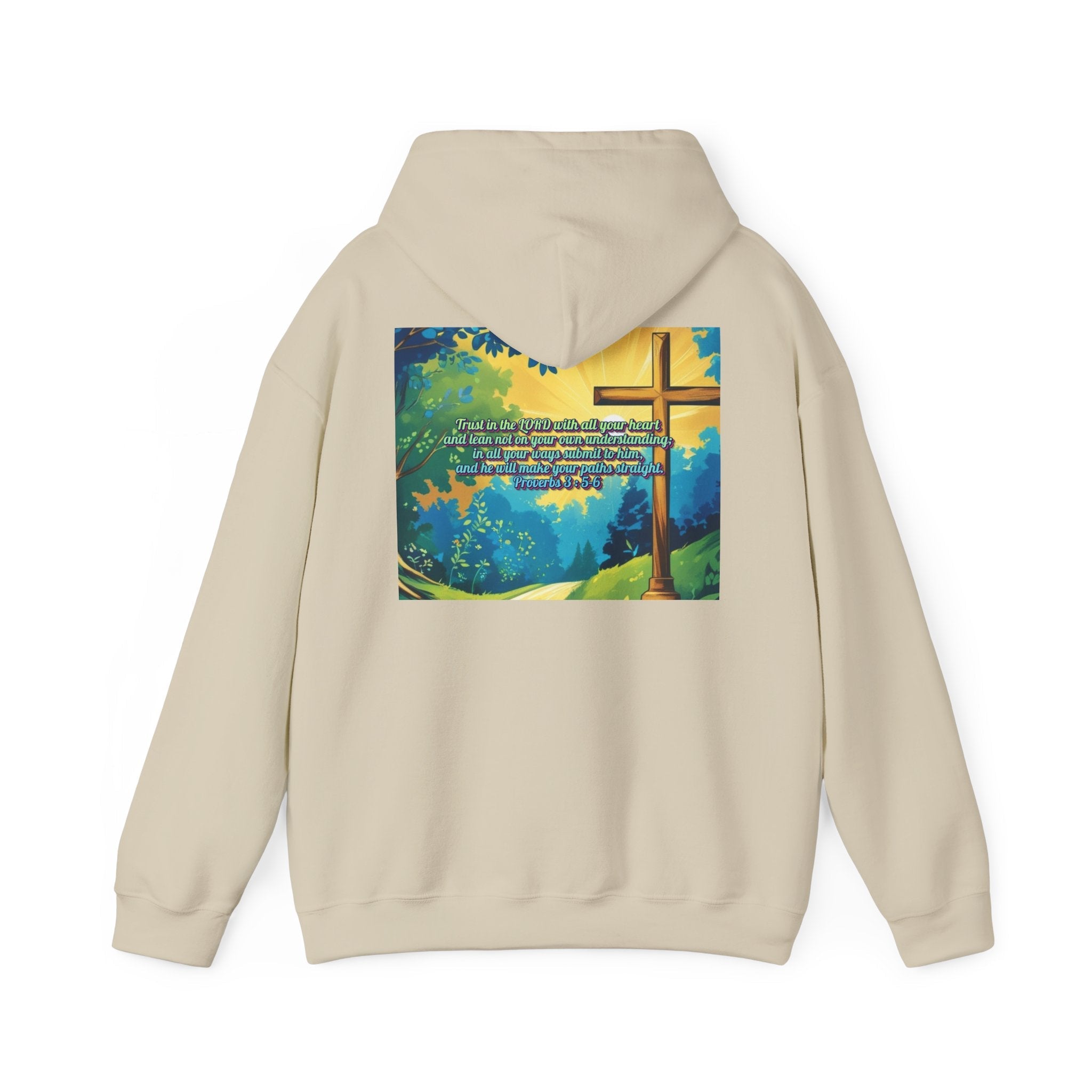 Trust in The Lord Proverbs 3:5-6 Biblical Design Unisex Heavy Blend™ Hooded Sweatshirt Printify