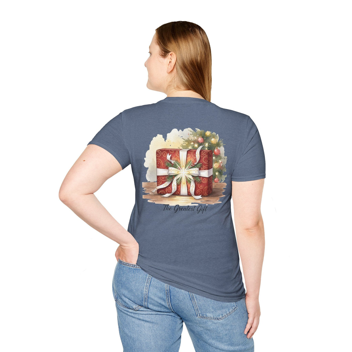 The Greatest Gift T-shirt – Cross Bow Present Christian T-shirt for Christmas Salvation & Eternal Faith Printify