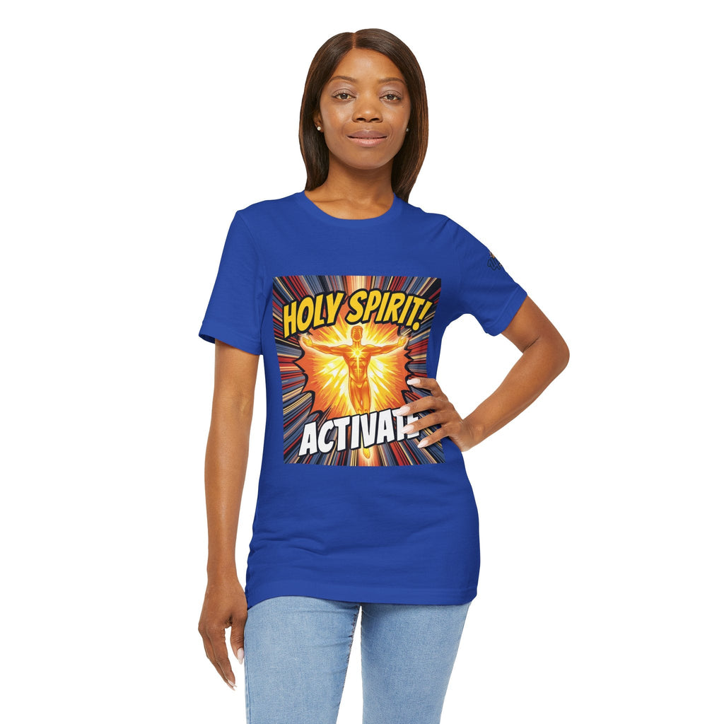 Holy Spirit Activate T-shirt – Superhero Christian T-shirt with Vibrant Power-Up Design for Faith-Fueled Boldness Printify