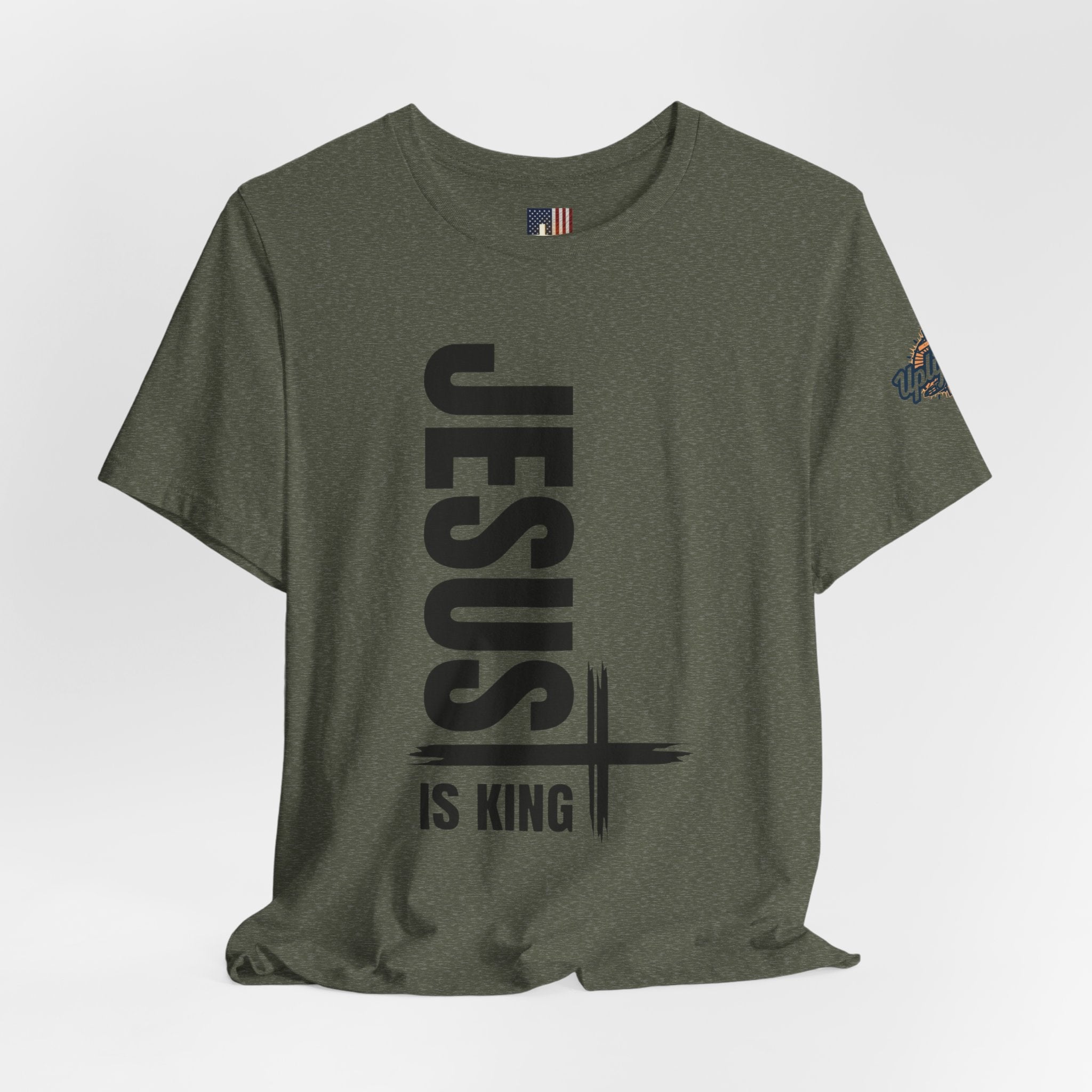 Jesus Is King T-shirt | Modern Typographic Cross Christian T-shirt Printify