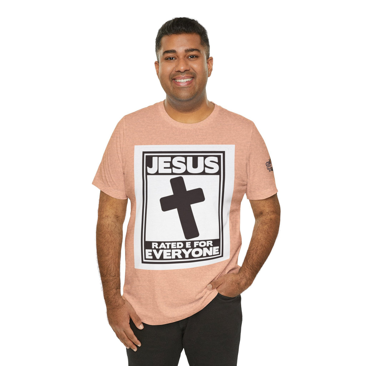 Jesus, Rated E for Everyone T-shirt - Gamer Faith T-shirt - Christian Video Game Parody Printify