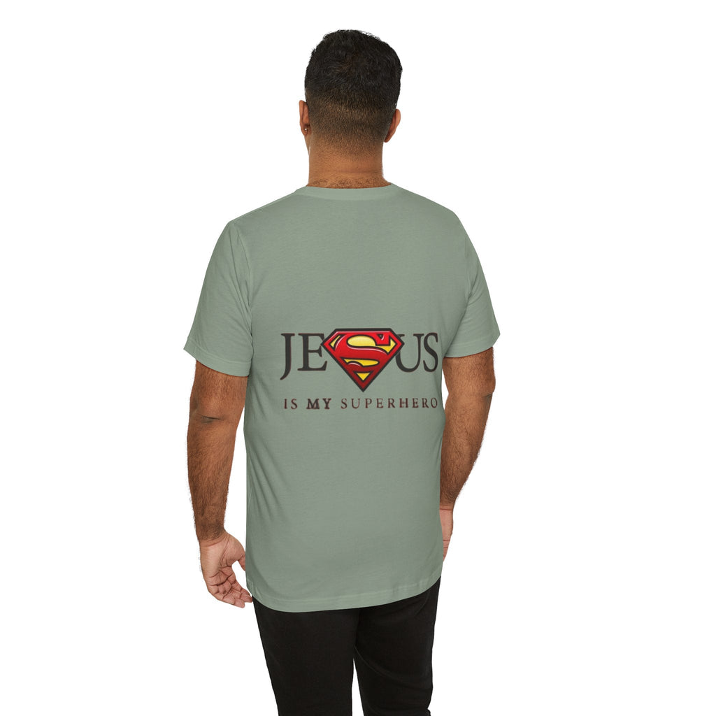 Jesus Is My Superhero T-Shirt — Faith-Based Superman-Inspired Tee Printify