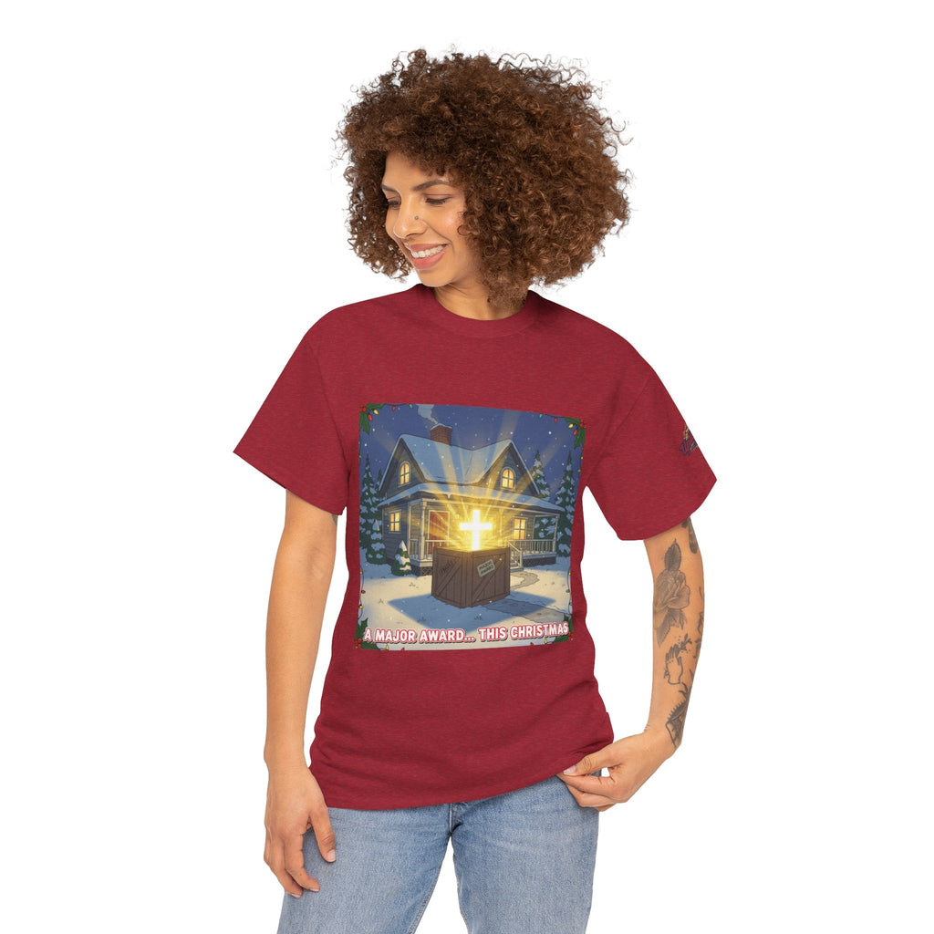 A Major Award This Christmas T-shirt – Fragile Leg Lamp Parody Cross Unboxing Christian T-shirt for Hilarious Faith & Holiday Glow Printify