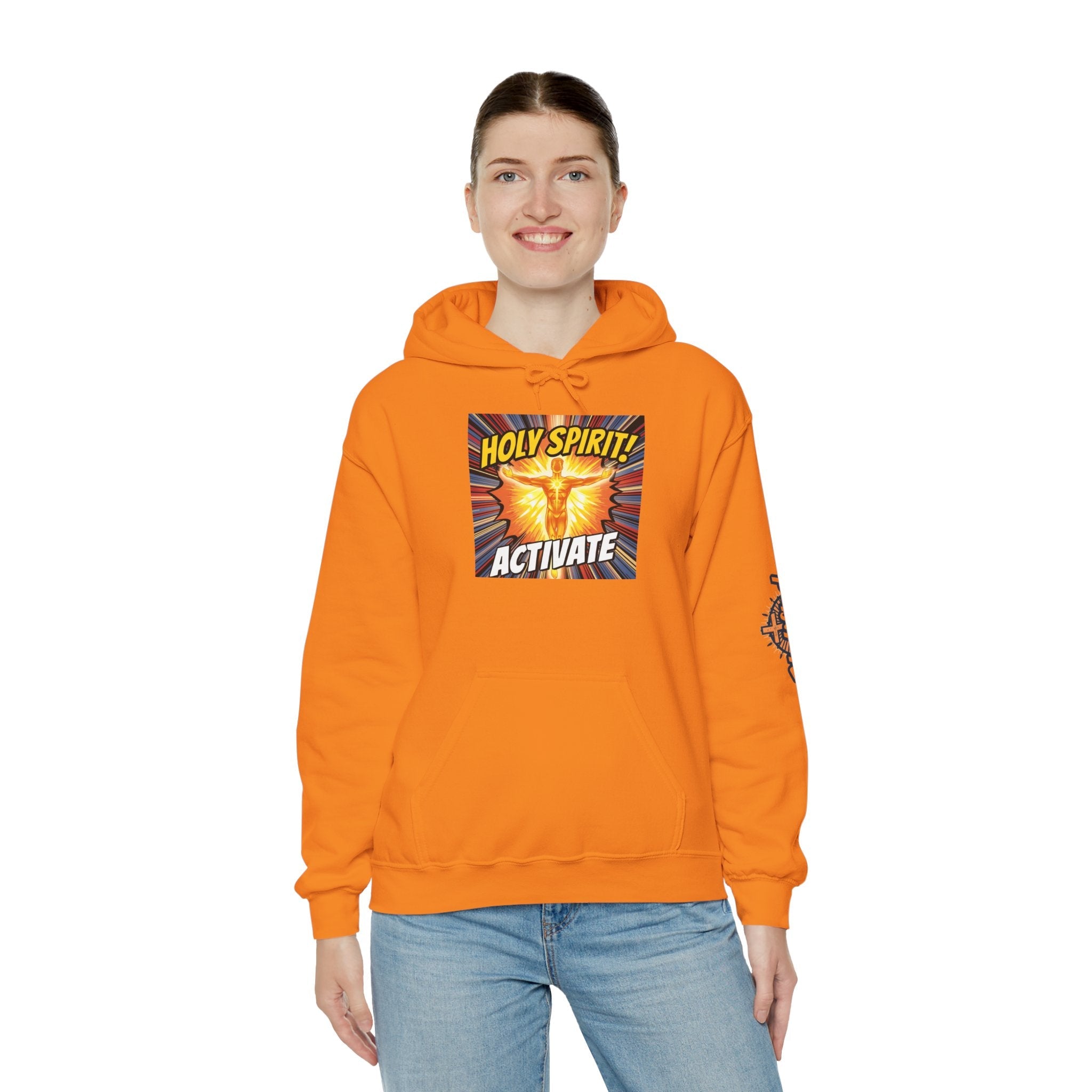 Holy Spirit Activate Hoodie – Superhero Christian Sweatshirt with Vibrant Power-Up Design for Faith-Fueled Boldness Printify
