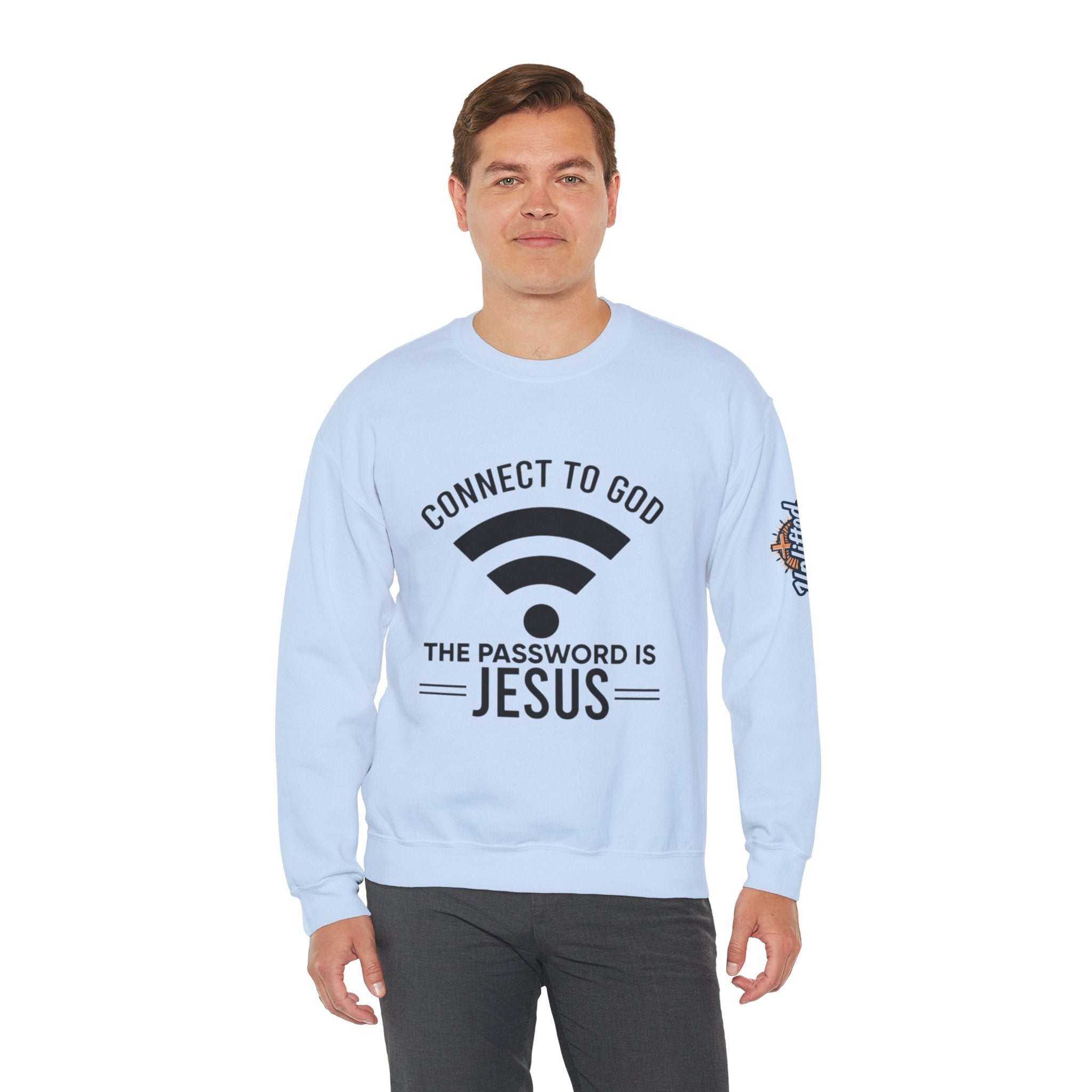 Connect to God Sweatshirt - WIFI Password is Jesus - Funny Christian Faith Sweatshirt Printify