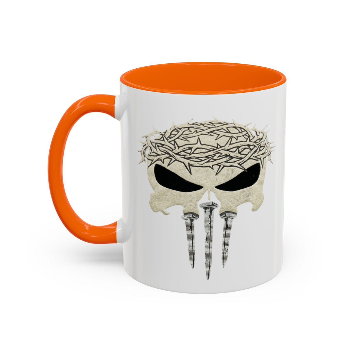 Christian Skull Coffee Mug — Crown of Thorns “Warrior Faith” (11/15 oz) Printify