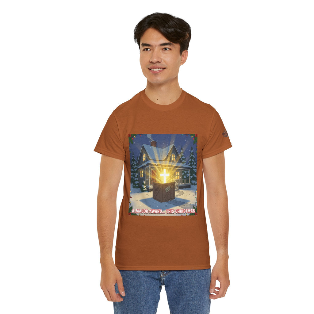 A Major Award This Christmas T-shirt – Fragile Leg Lamp Parody Cross Unboxing Christian T-shirt for Hilarious Faith & Holiday Glow Printify