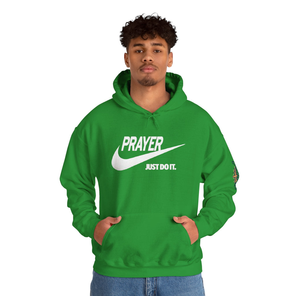 Prayer Just Do It Hoodie - Funny Christian Nike Parody Hoodie - Faith Gear Printify