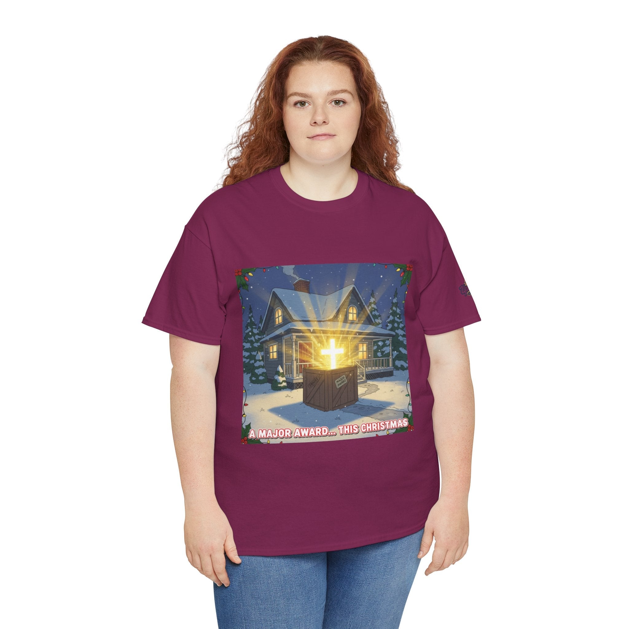 A Major Award This Christmas T-shirt – Fragile Leg Lamp Parody Cross Unboxing Christian T-shirt for Hilarious Faith & Holiday Glow Printify