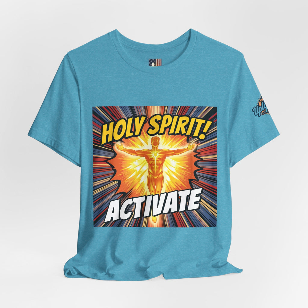 Holy Spirit Activate T-shirt – Superhero Christian T-shirt with Vibrant Power-Up Design for Faith-Fueled Boldness Printify