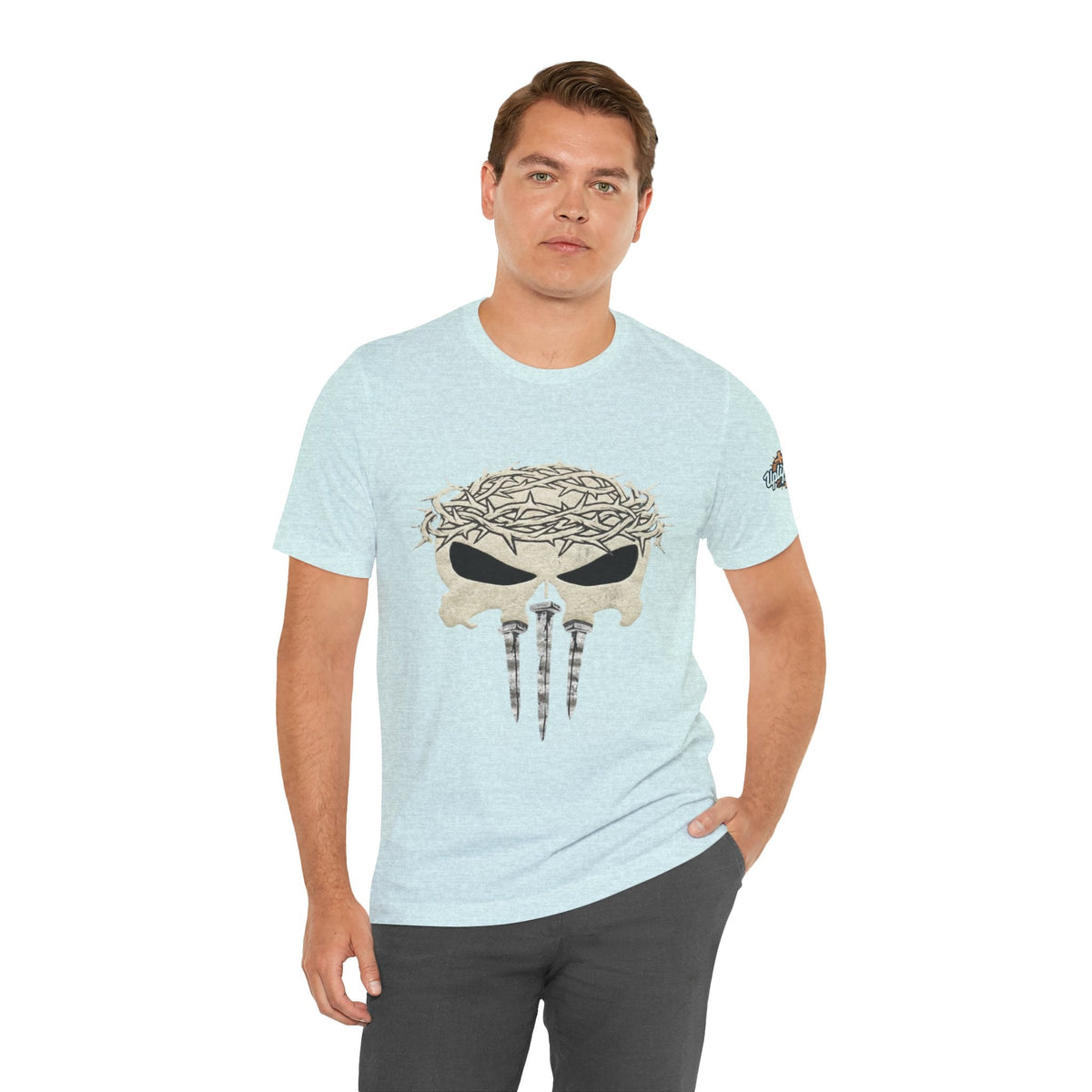 Christian Skull T-shirt - Crown of Thorns & Nails - Warrior Faith T-shirt Printify