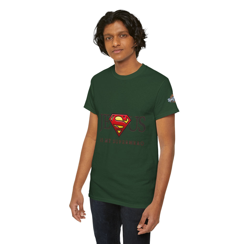 Jesus Is My Superhero T-Shirt — Faith-Based Superman-Inspired Tee Printify
