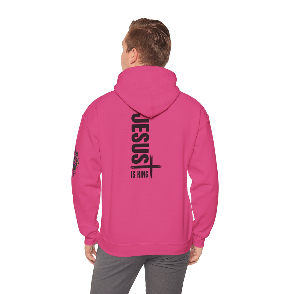 Jesus Is King Hoodie | Modern Typographic Cross Christian Hoodie Printify