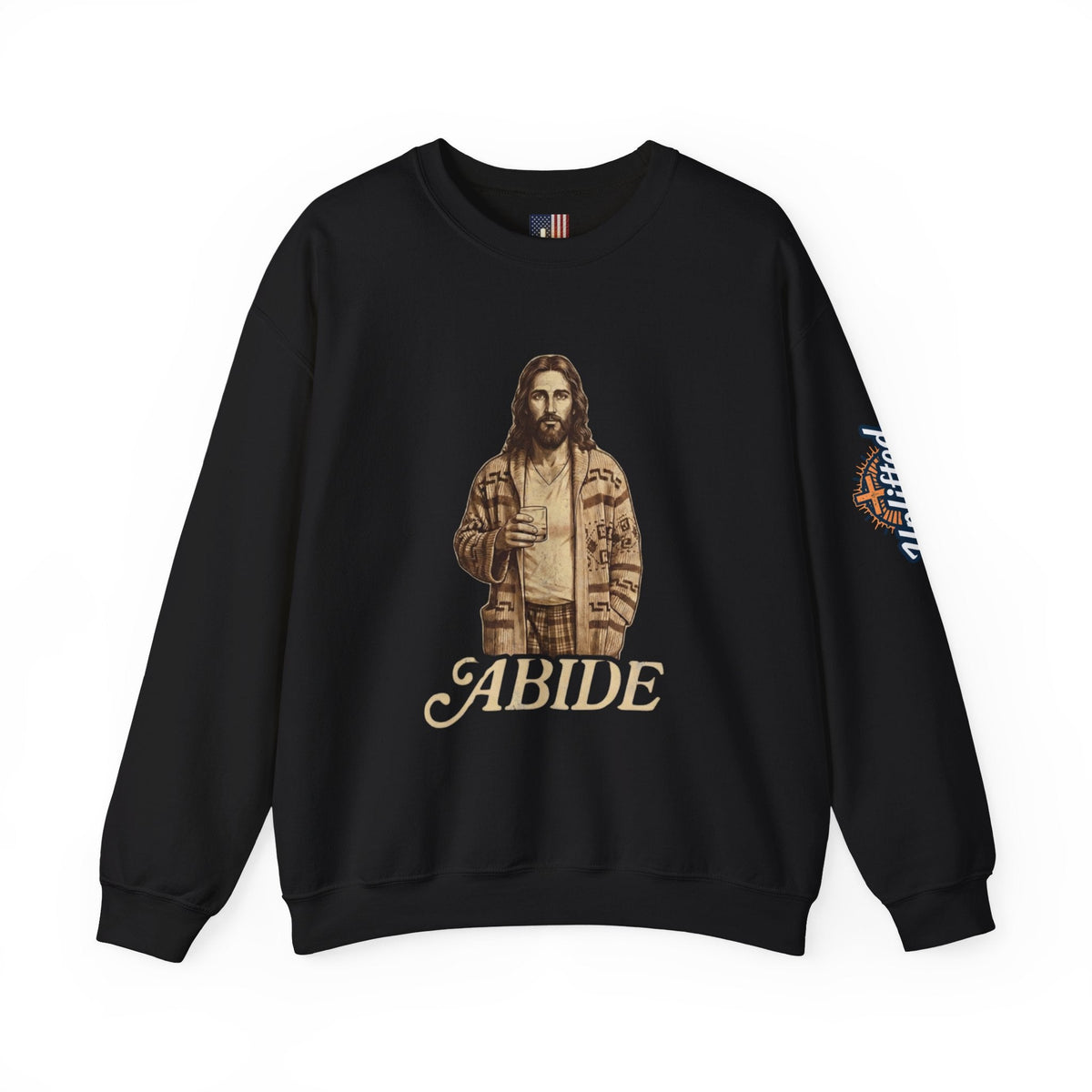Abide Jesus Sweatshirt — Vintage 'The Dude' Religious Graphic Sweatshirt Printify
