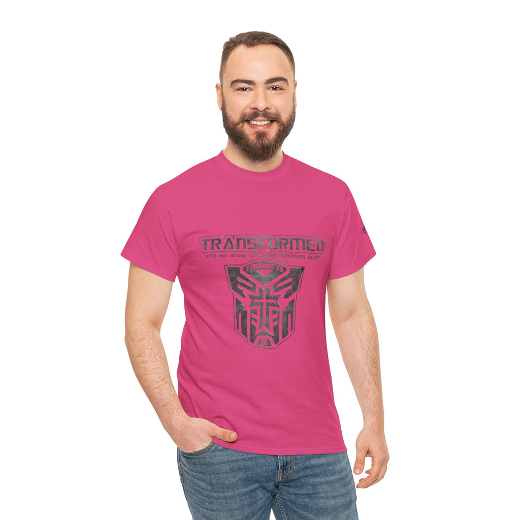 Transformer Logo Christian T-shirt | 2 Corinthians 3:18 Bible Verse T-shirt Printify