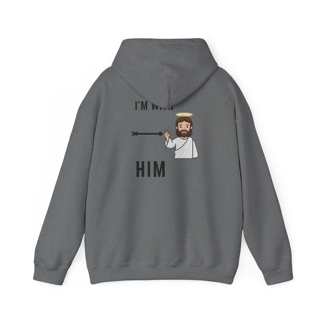 🔥 I’m With Him → Christian Hoodie | Arrow Pointing to Jesus | Minimalist Faith Tee | Subtle Cross Design | Bible-Inspired Apparel by Uplifted Gear Printify