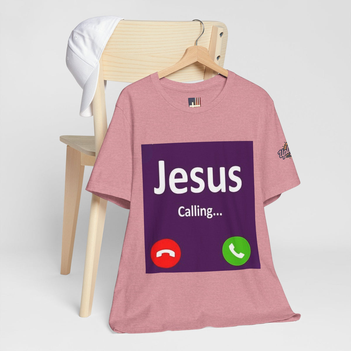 Jesus Calling T-shirt – Funny Cell Phone Screen Christian T-shirt for Divine Connection & Faith Humor Printify