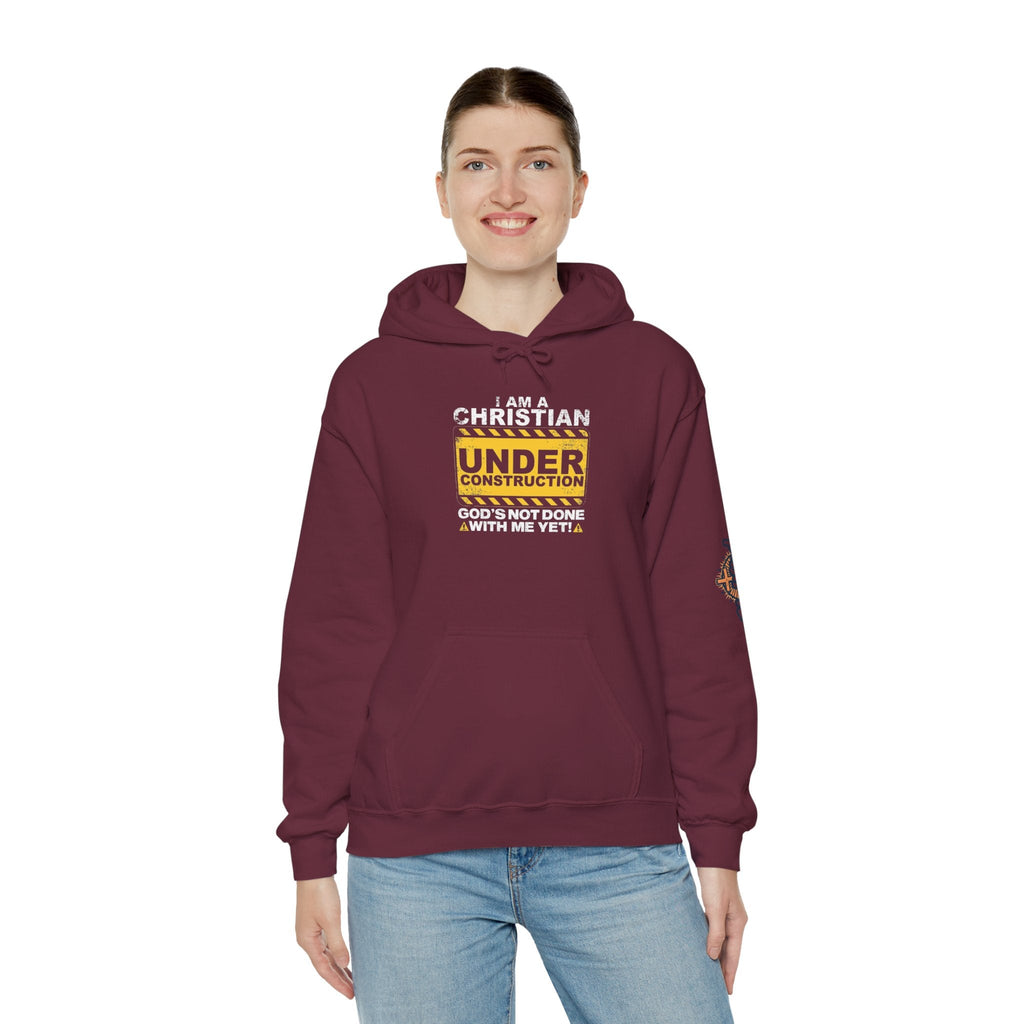 Christian Under Construction Hoodie | God Is Not Done With Me Yet Hoodie Printify