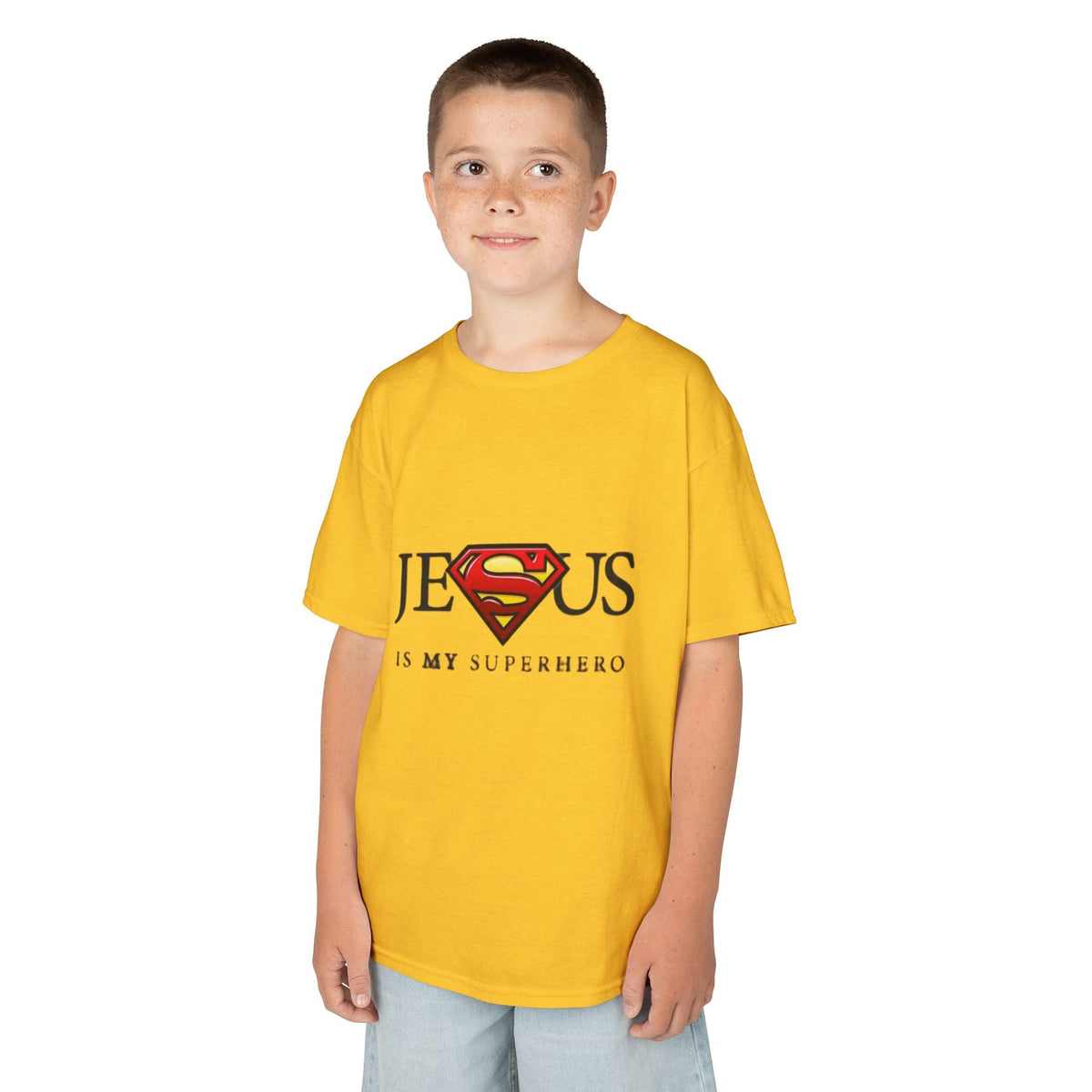 Jesus Is My Superhero T-Shirt — Faith-Based Superman-Inspired Tee Printify