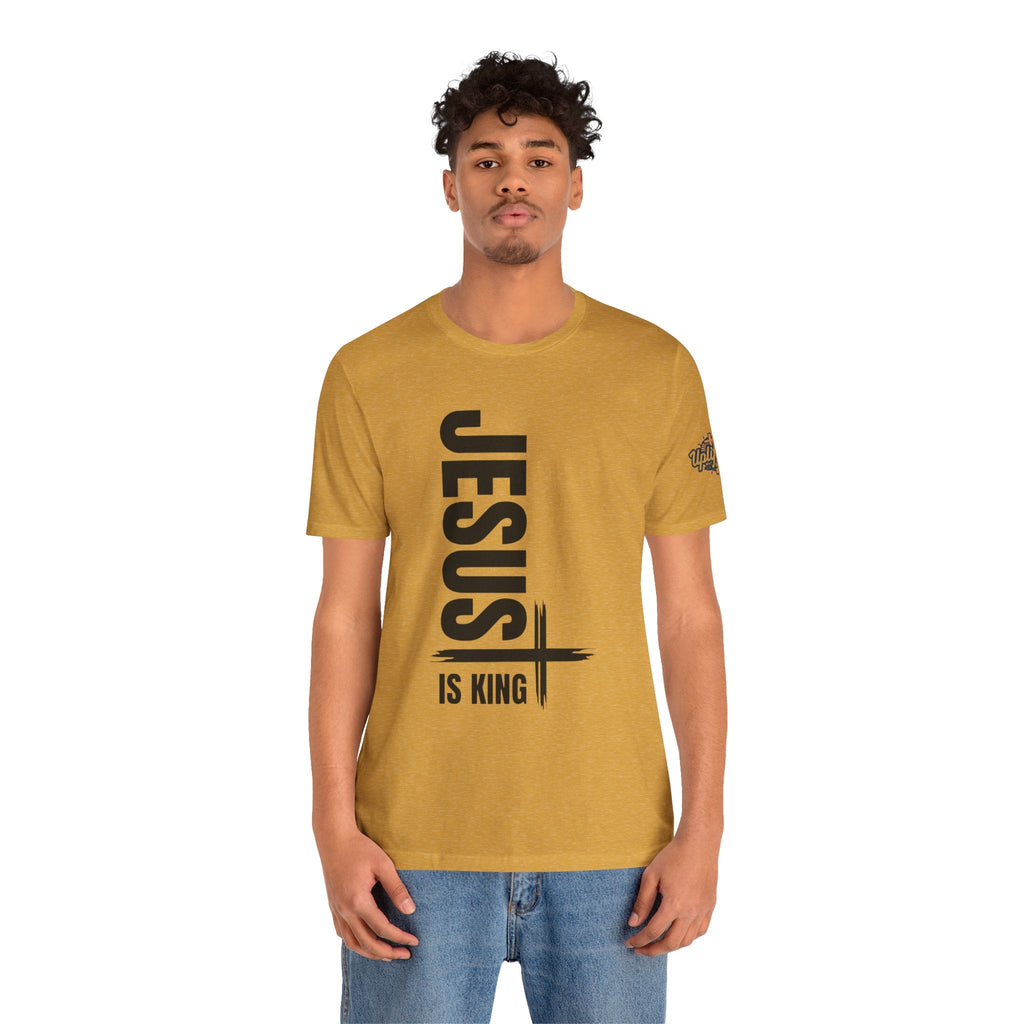 Jesus Is King T-shirt | Modern Typographic Cross Christian T-shirt Printify