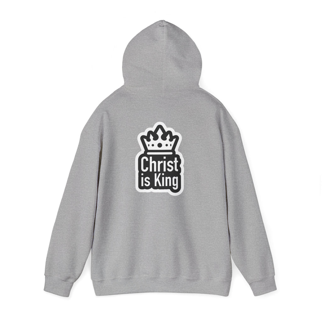 Christ is King Hoodie – Bold Crown & Cross Christian Sweatshirt for Unshakable Faith Printify