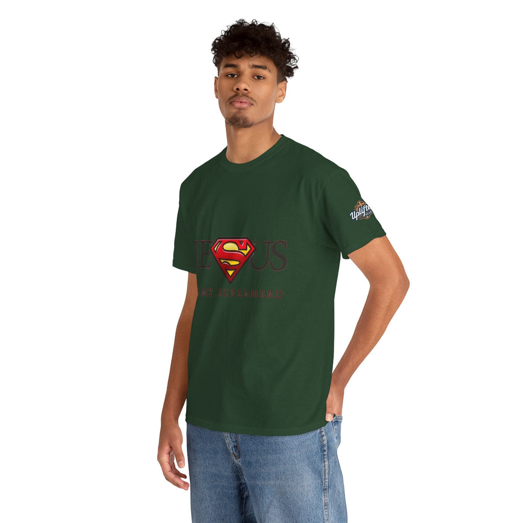 Jesus Is My Superhero T-Shirt — Faith-Based Superman-Inspired Tee Printify
