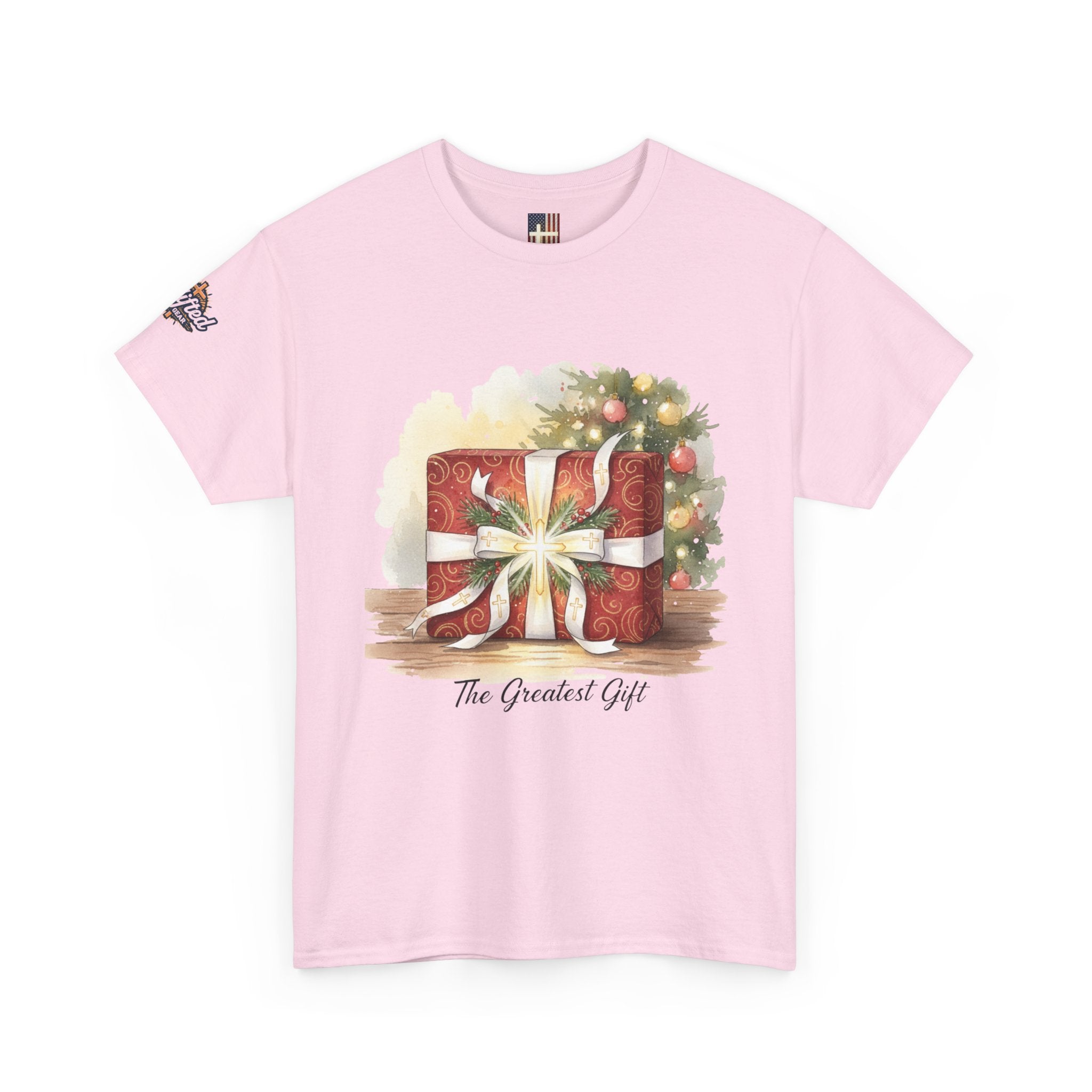 The Greatest Gift T-shirt – Cross Bow Present Christian T-shirt for Christmas Salvation & Eternal Faith Printify