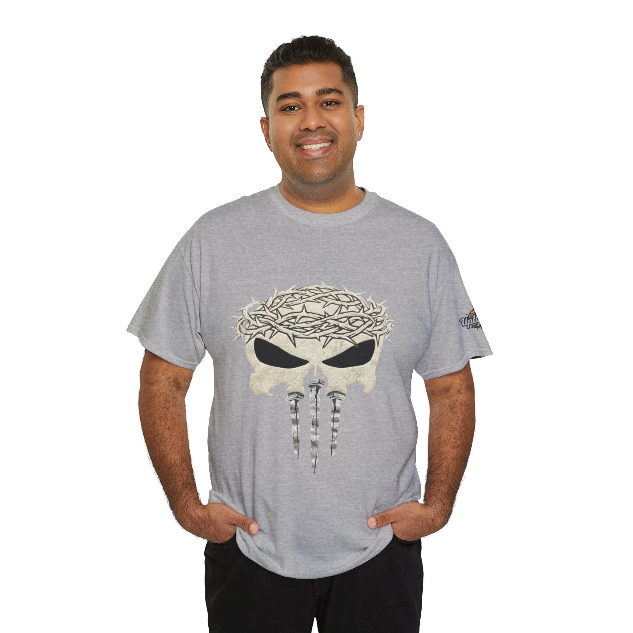 Christian Skull T-shirt - Crown of Thorns & Nails - Warrior Faith T-shirt Printify