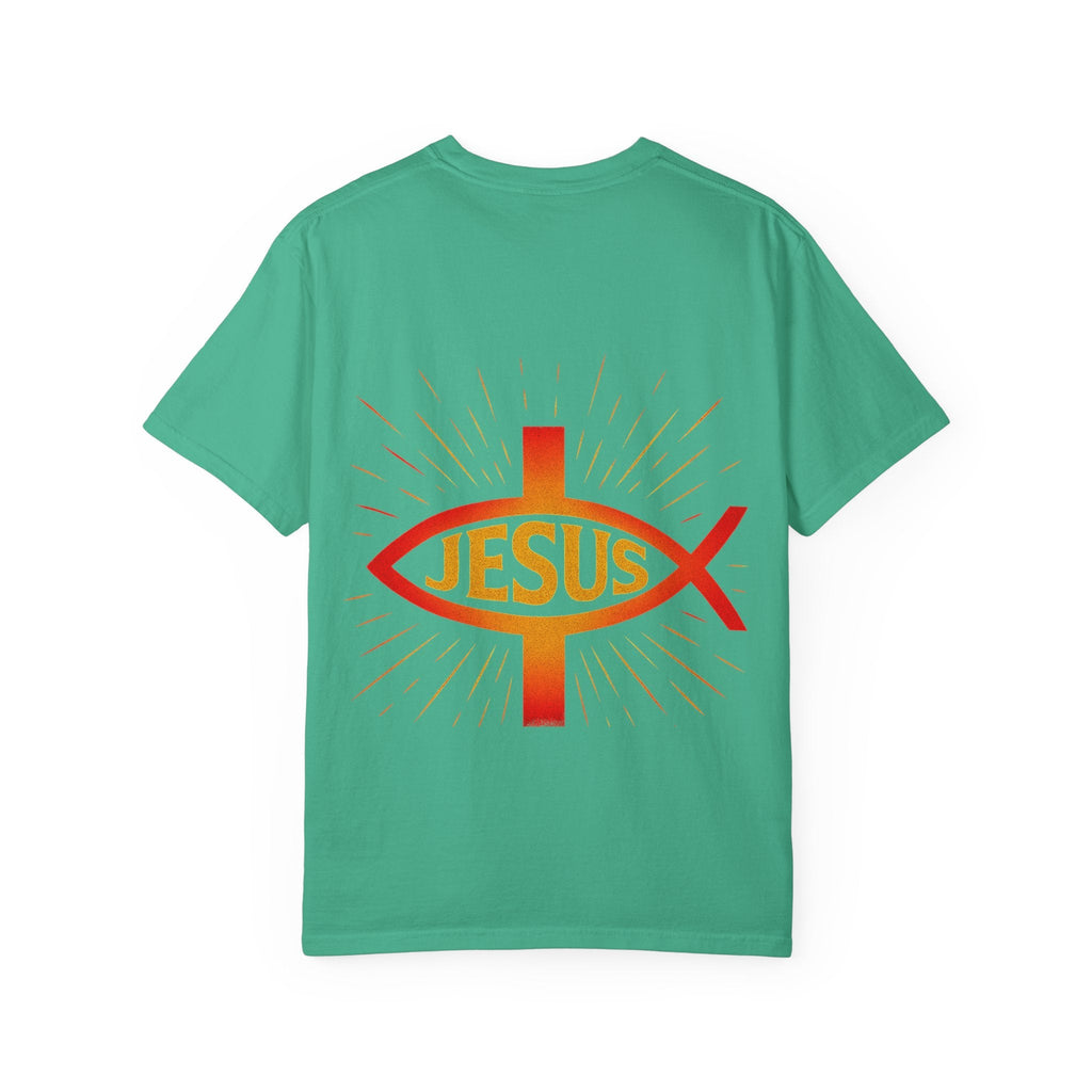 Jesus Ichthys T-shirt – Christian Fish Symbol with Cross & Jesus Inscription T-shirt for Eternal Faith & Streetwear Printify