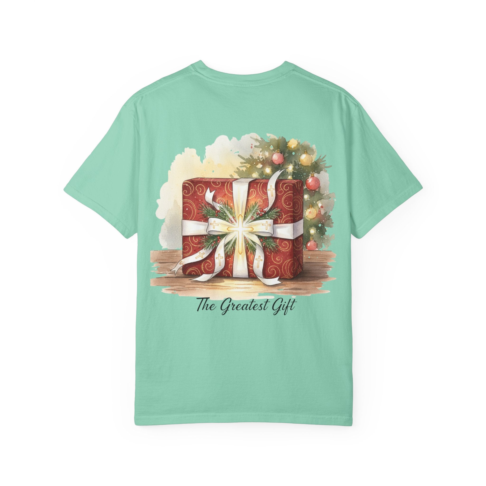 The Greatest Gift T-shirt – Cross Bow Present Christian T-shirt for Christmas Salvation & Eternal Faith Printify
