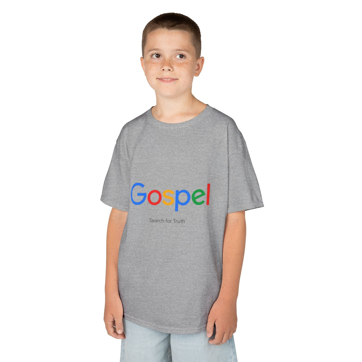 Kids Tee — "Gospel" Colorful Search-Style Logo Printify