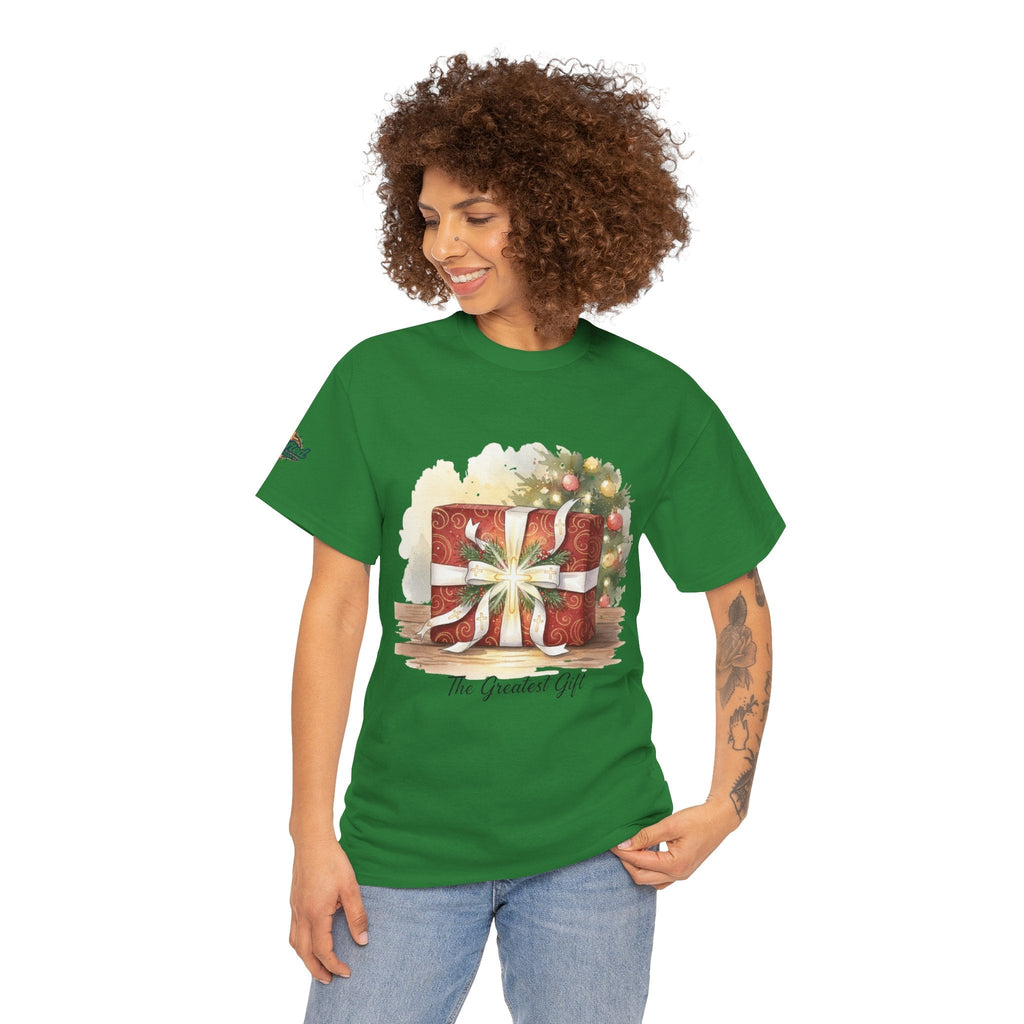 The Greatest Gift T-shirt – Cross Bow Present Christian T-shirt for Christmas Salvation & Eternal Faith Printify