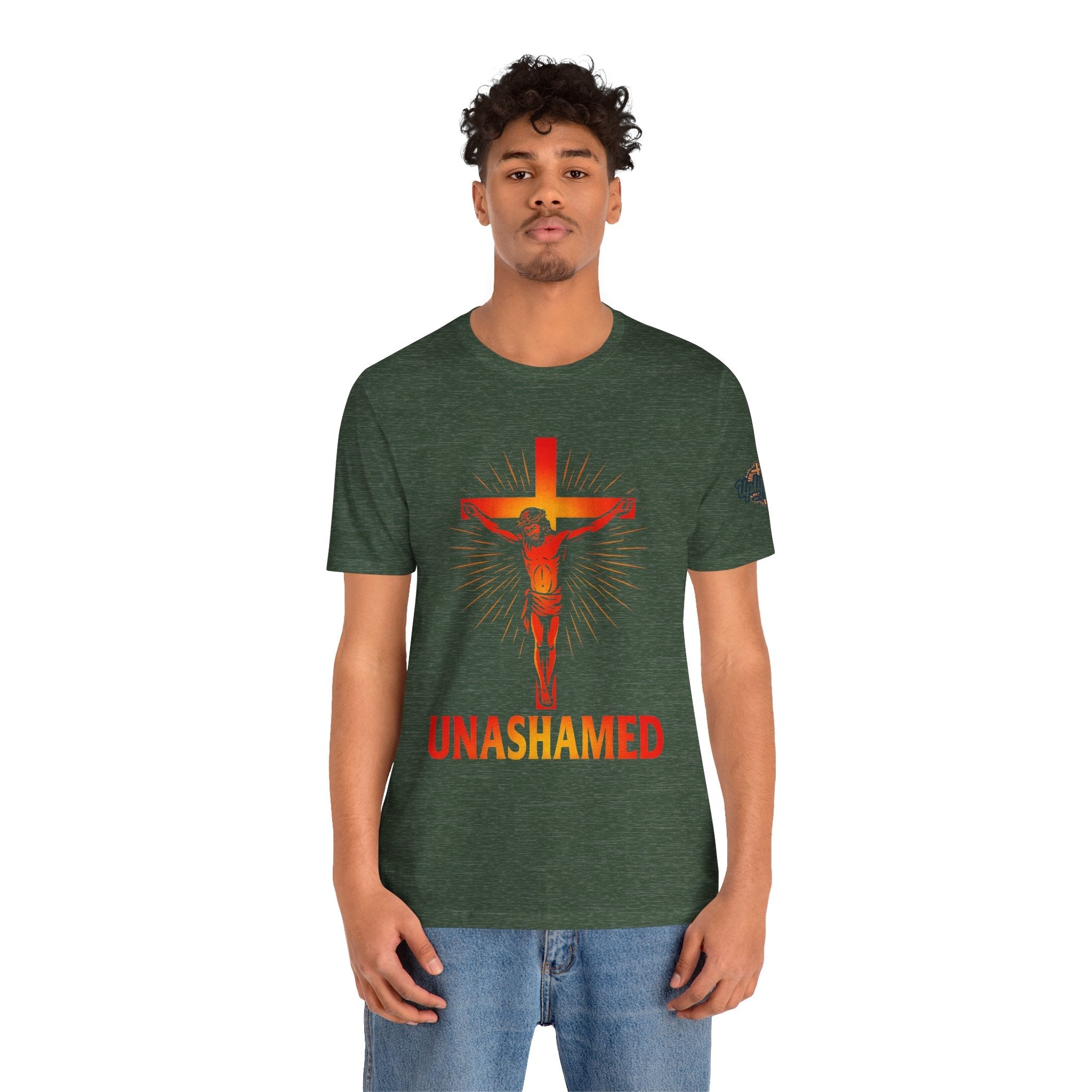 Unashamed T-shirt – Romans 1:16 Crucifixion Christian t-shirt for Bold Unwavering Faith Printify