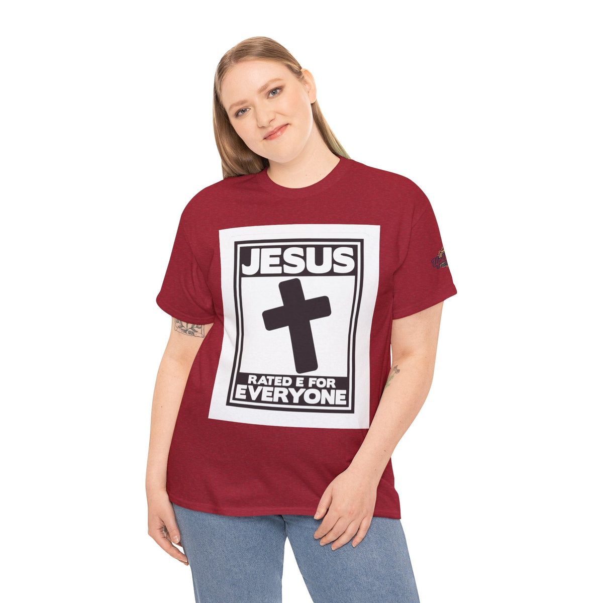 Jesus, Rated E for Everyone T-shirt - Gamer Faith T-shirt - Christian Video Game Parody Printify