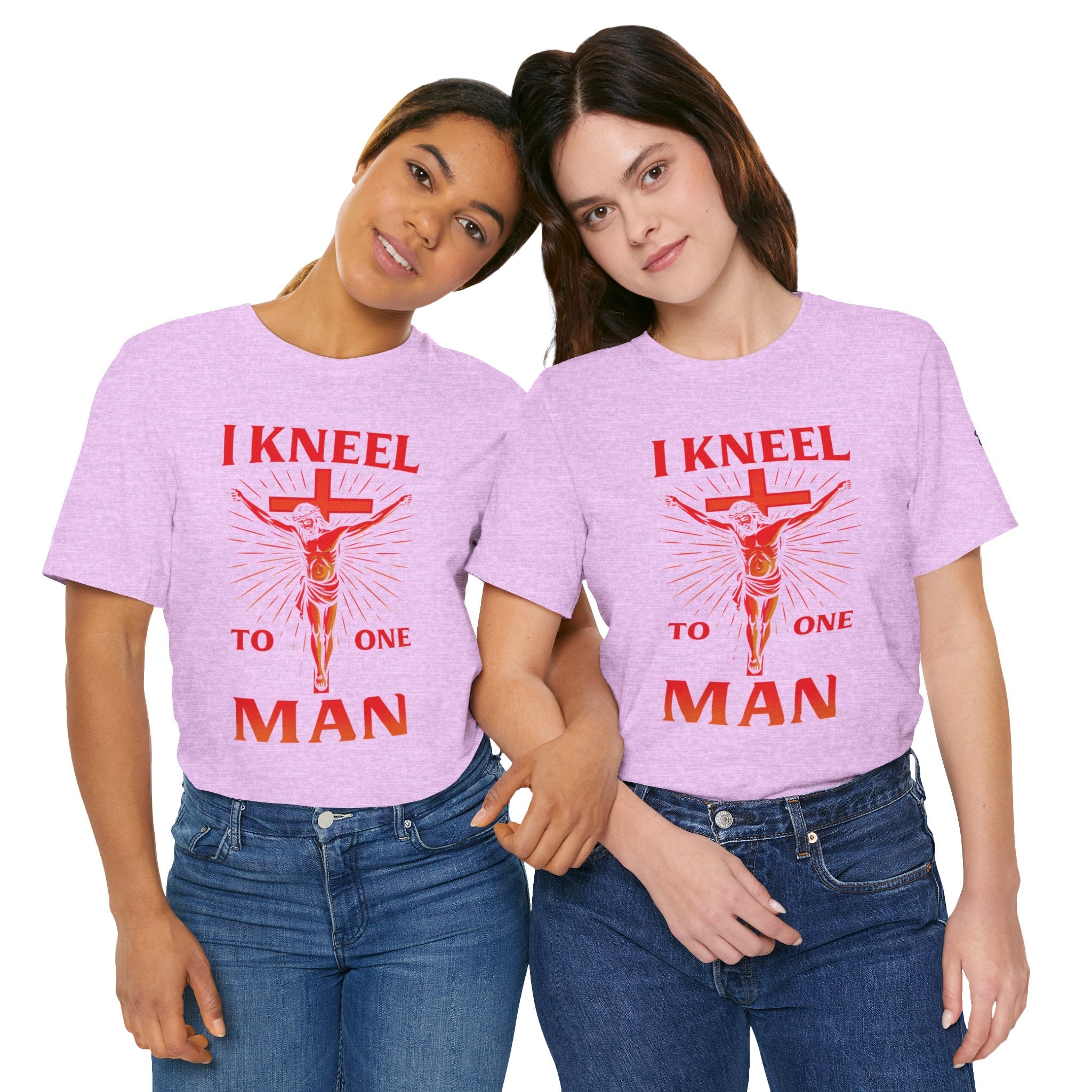 I Kneel to One Man T-shirt – Crucifixion Christian T-shirt for Unashamed Devotion & Bold Faith Printify