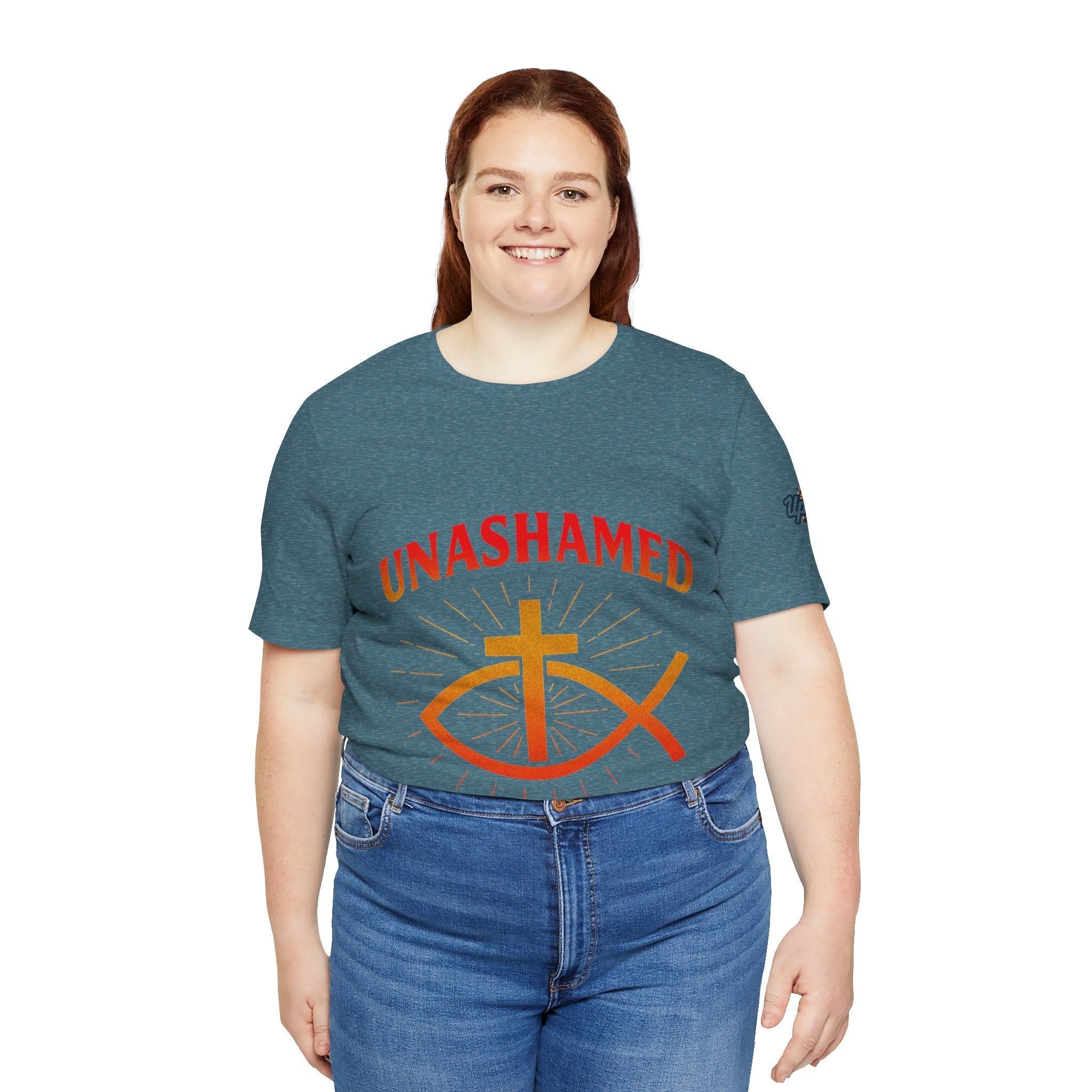 Unashamed T-shirt – Ichthys Jesus Fish & Cross Christian T-shirt for Romans 1:16 Bold Faith Printify