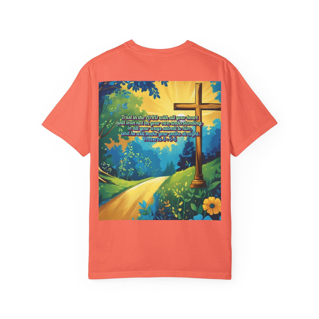Trust in The Lord Proverbs 3:5-6 Biblical Design Unisex Garment-Dyed T-shirt Printify