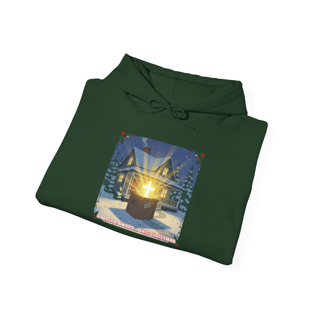 A Major Award This Christmas Hoodie – Fragile Leg Lamp Parody Cross Unboxing Christian Sweatshirt for Hilarious Faith & Holiday Glow Printify