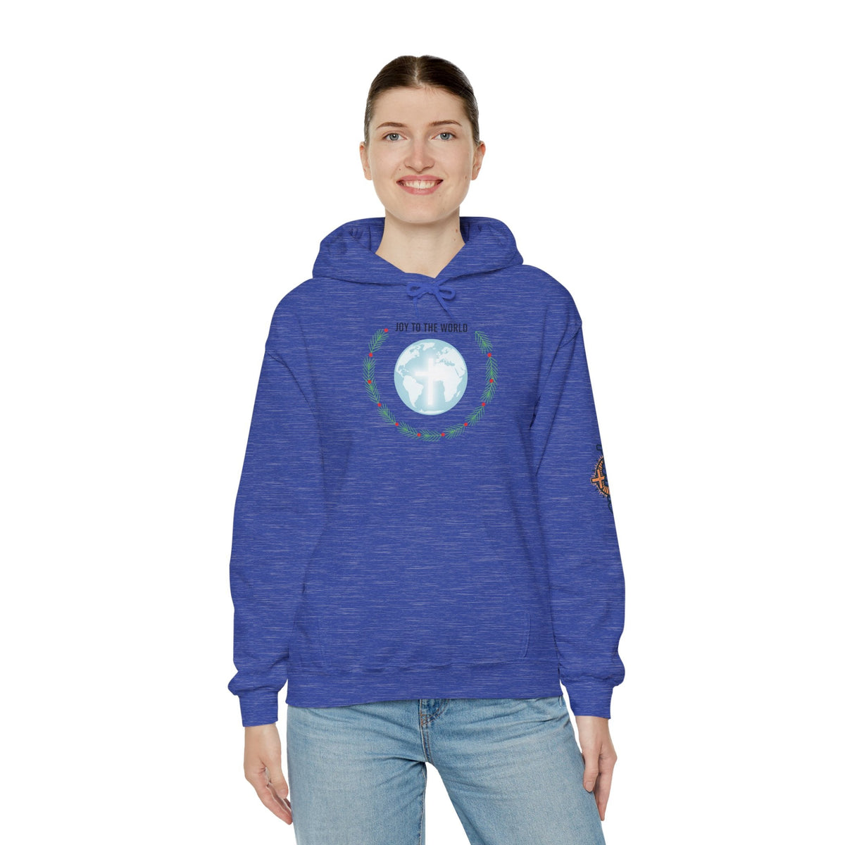 Joy to the World Hoodie – Wreath Earth Nativity Christian Christmas Sweatshirt for Isaiah 9:6 Holiday Faith & Festive Joy Printify