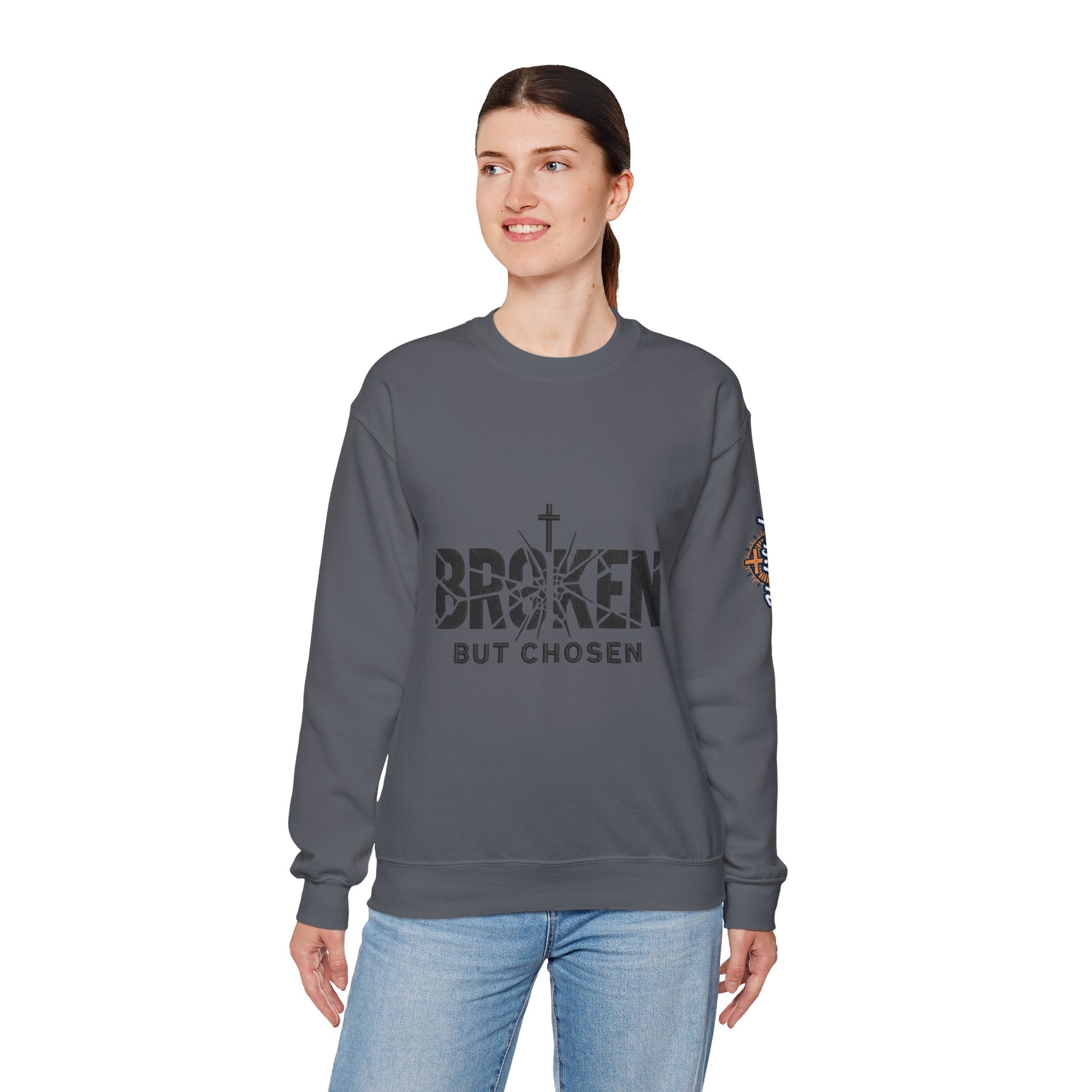 Broken But Chosen Crewneck Sweatshirt Printify