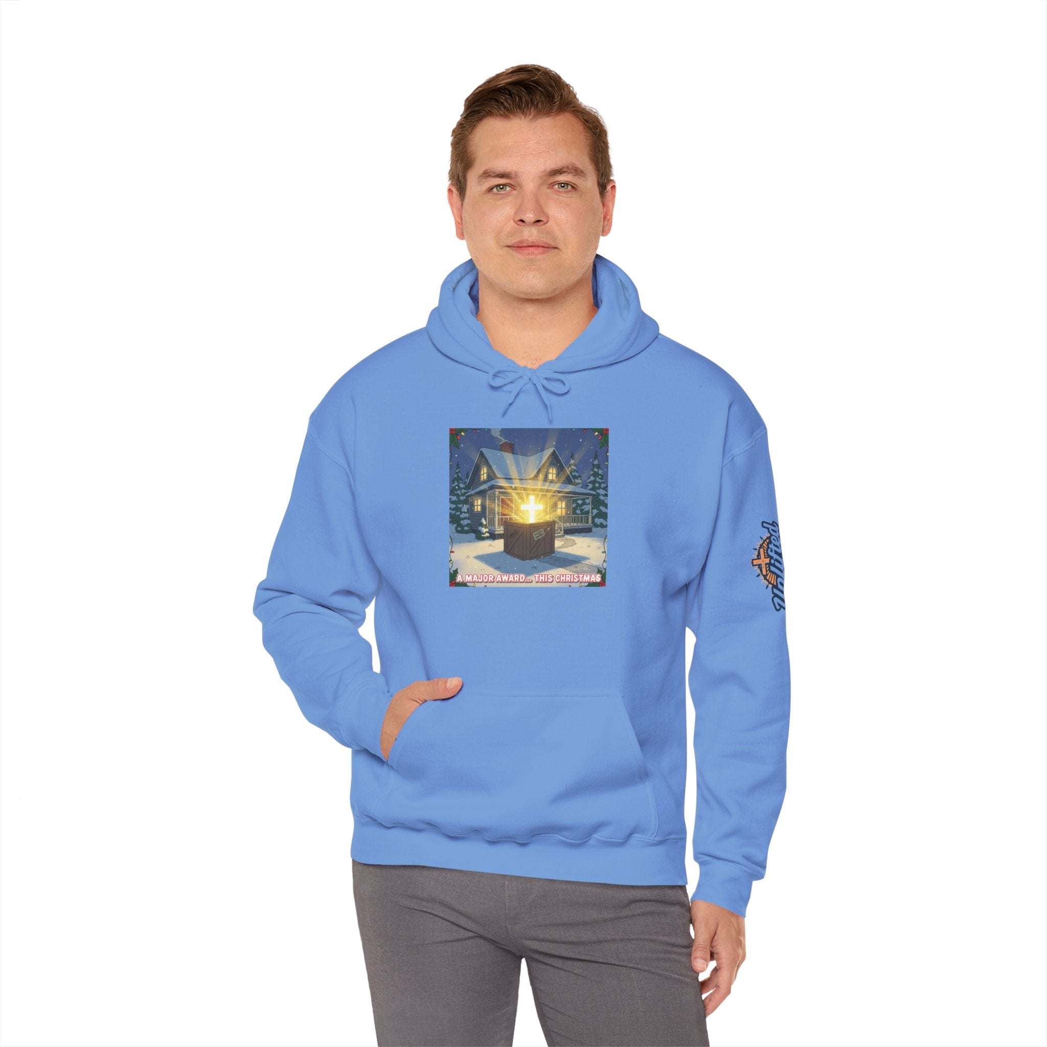 A Major Award This Christmas Hoodie – Fragile Leg Lamp Parody Cross Unboxing Christian Sweatshirt for Hilarious Faith & Holiday Glow Printify