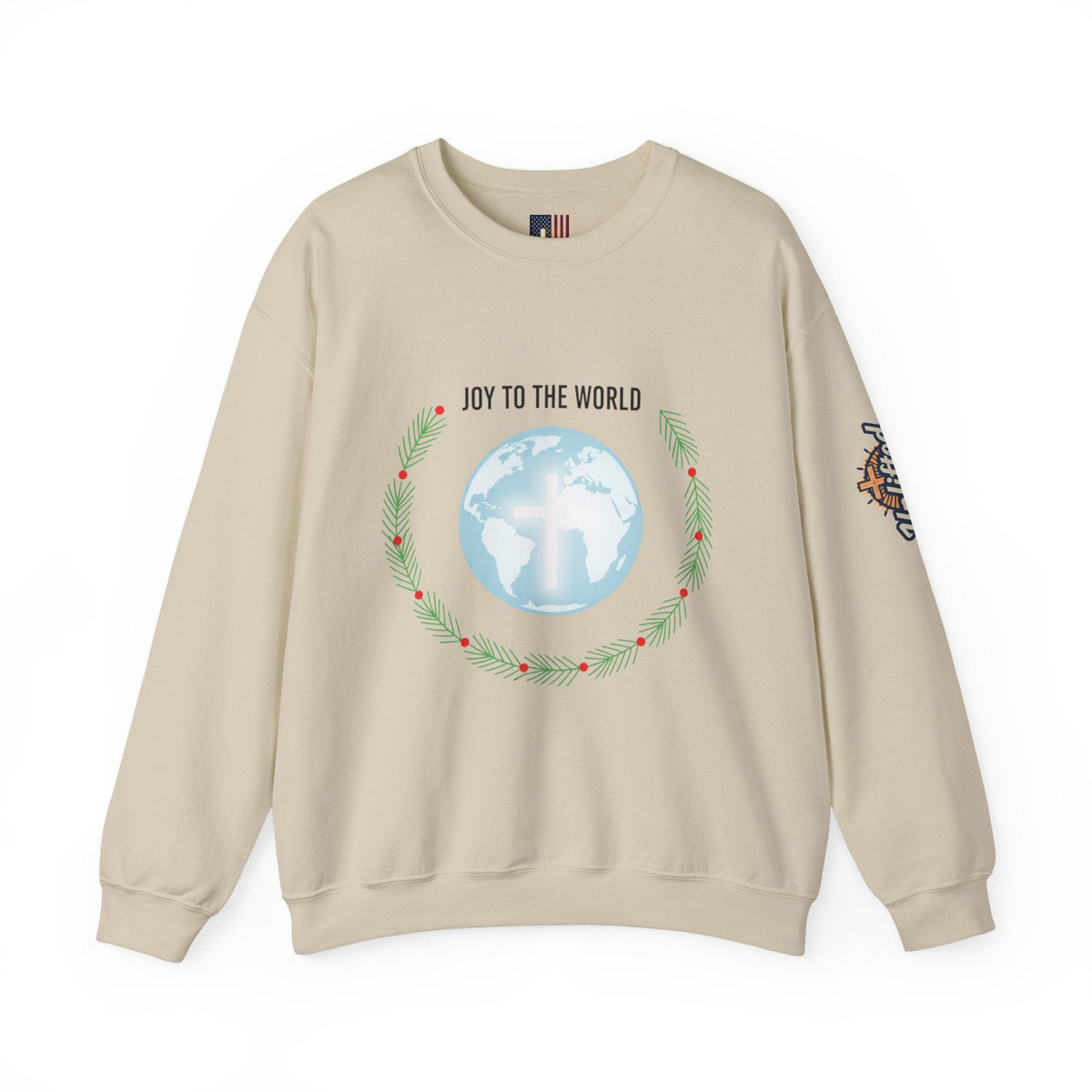 Joy to the World Sweatshirt – Wreath Earth Nativity Christian Christmas Sweatshirt for Isaiah 9:6 Holiday Faith & Festive Joy Printify