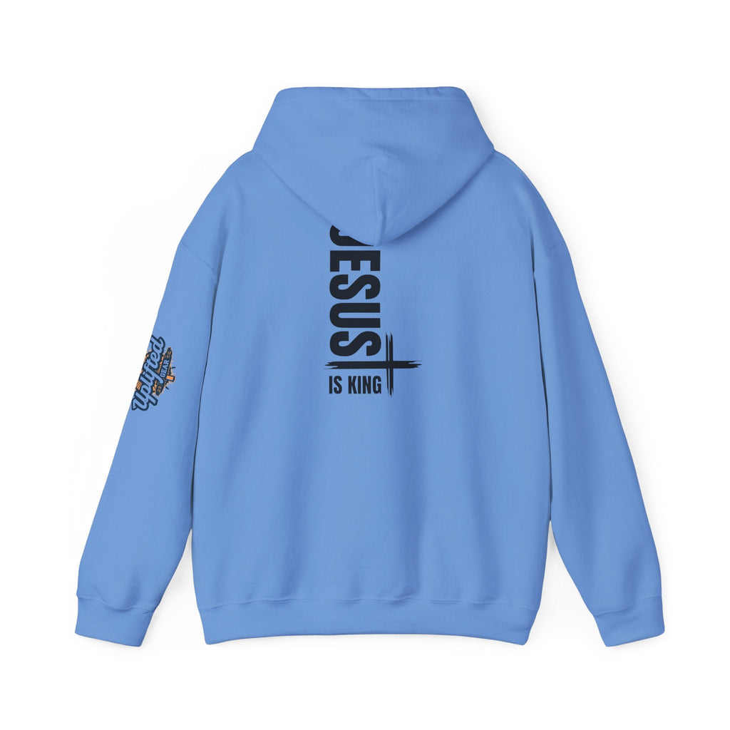 Jesus Is King Hoodie | Modern Typographic Cross Christian Hoodie Printify