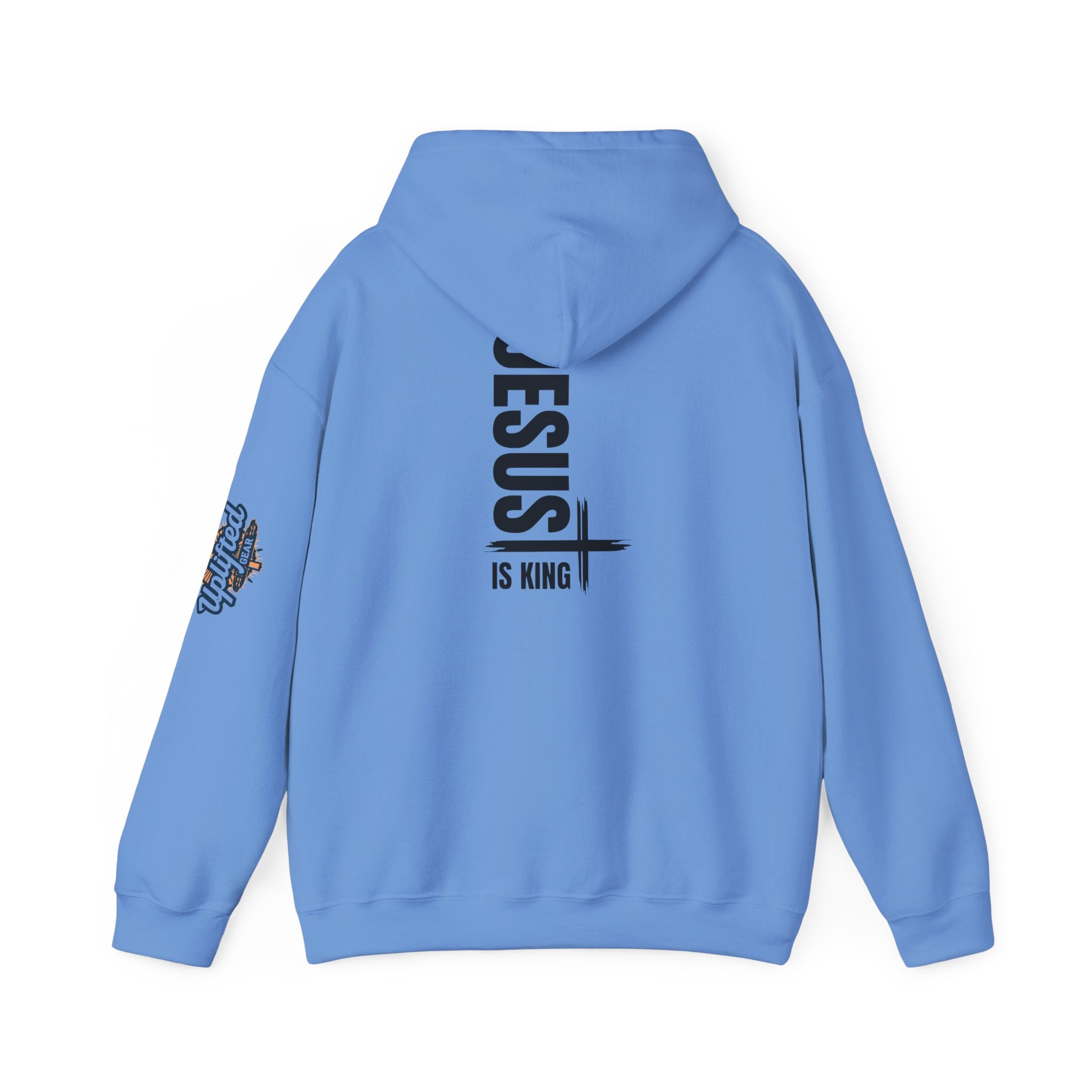 Jesus Is King Hoodie | Modern Typographic Cross Christian Hoodie Printify