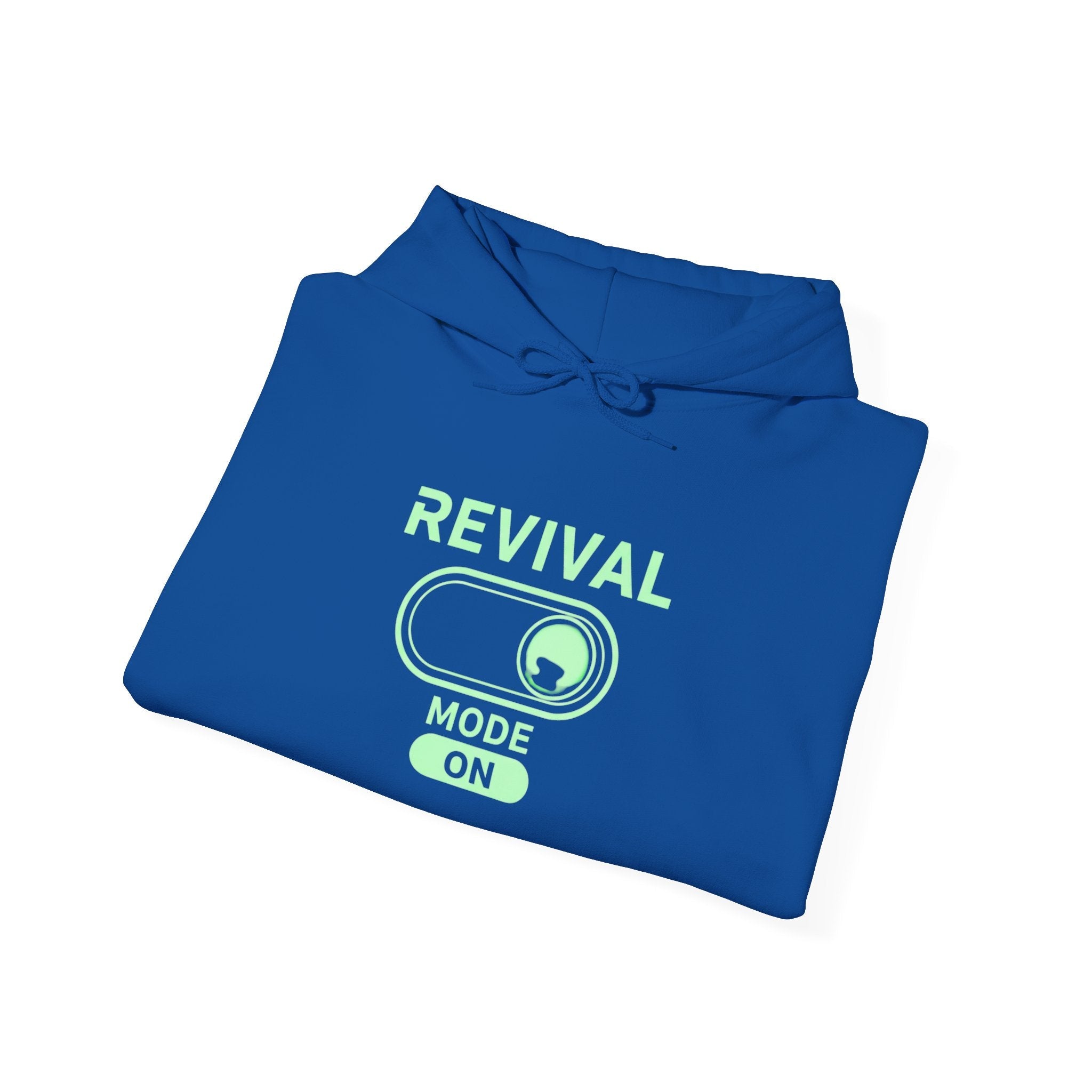 🔥 Revival Mode: ON – Christian Techwear Hoodie | Glowing Green Faith Switch | Futuristic Jesus Shirt | Activate Your Spiritual Awakening | Uplifted Gear Printify