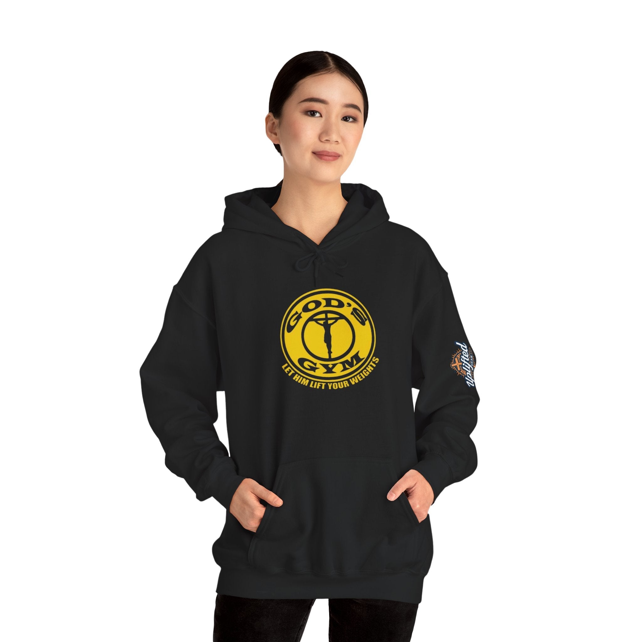 God's Gym Hoodie — "Let Him Lift Your Weights" Christian Fitness Hoodie Printify
