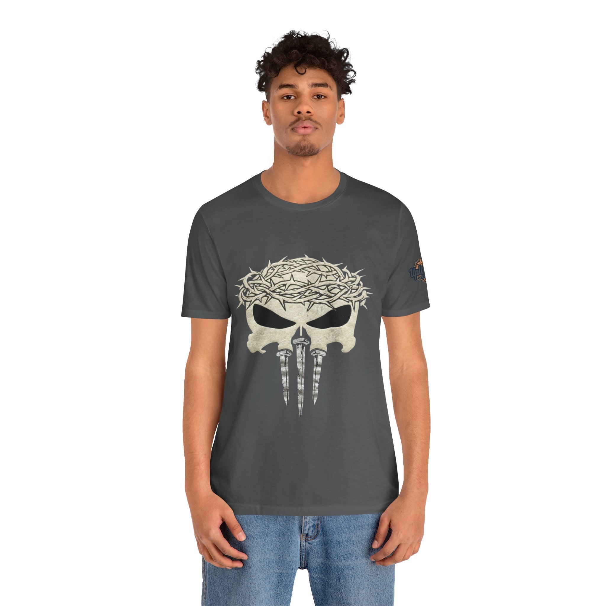 Christian Skull T-shirt - Crown of Thorns & Nails - Warrior Faith T-shirt Printify